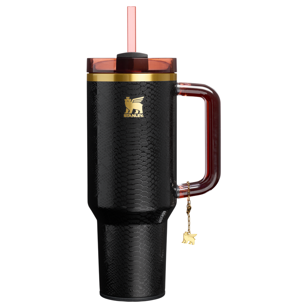 Splash-Resistant FlowState The Quencher Luxe H2.0 Flowstate Tumbler D170A - 40oz Large Capacity Car-Cup Friendly Quencher - Black Snakeskin