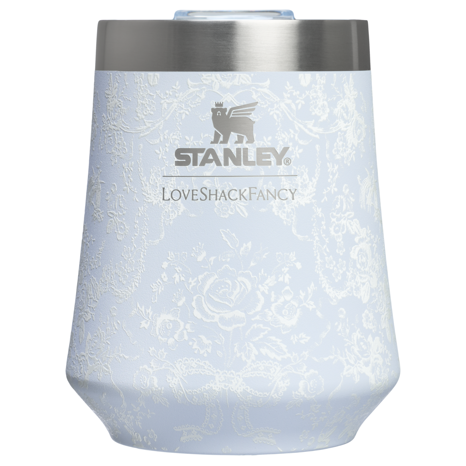 Shatterproof Luxury Stanley 1913 x LoveShackFancy Holiday Reserve Wine Tumbler D367F - Reserve Collection Stainless Steel Whiskey Cup - Toscana Toile Alpine Blue