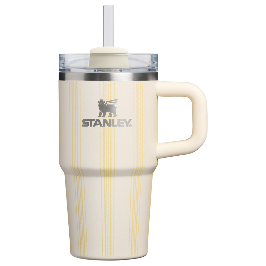 Insulated Travel The Quencher H2.0 Flowstate Tumbler D344H - Double-Wall Vacuum Insulated Travel Tumbler with Straw - Cream Picnic Stripe