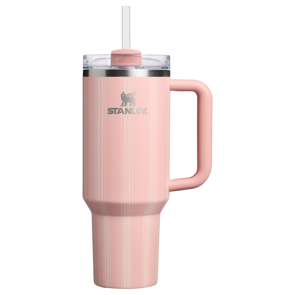 Splash-Resistant FlowState The Quencher H2.0 Flowstate Tumbler D342C - FlowState 3-Position Lid Insulated Travel Mug - Peach Rose Picnic Stripe