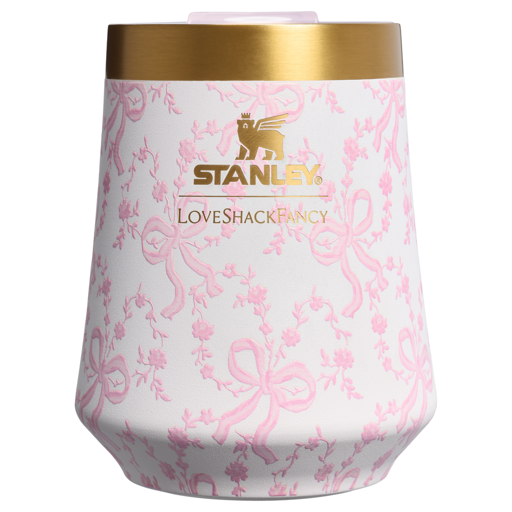 Shatterproof Luxury Stanley 1913 x LoveShackFancy Holiday Reserve Wine Tumbler D367F - Reserve Collection Stainless Steel Whiskey Cup - Coquette Bow Chantilly