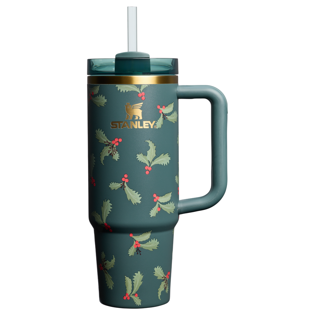 Large Capacity The Cheers & Cheer Quencher H2.0 Flowstate Tumbler D189S - Premium Stainless Steel Straw Cup for All-Day Hydration - Holiday Botanical
