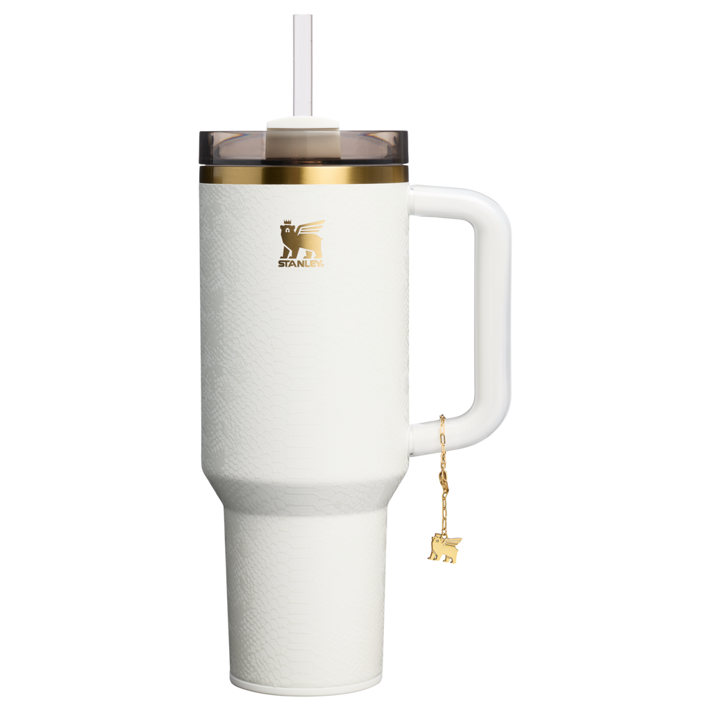Splash-Resistant FlowState The Quencher Luxe H2.0 Flowstate Tumbler D170A - 40oz Large Capacity Car-Cup Friendly Quencher - Pale Stone Snakeskin