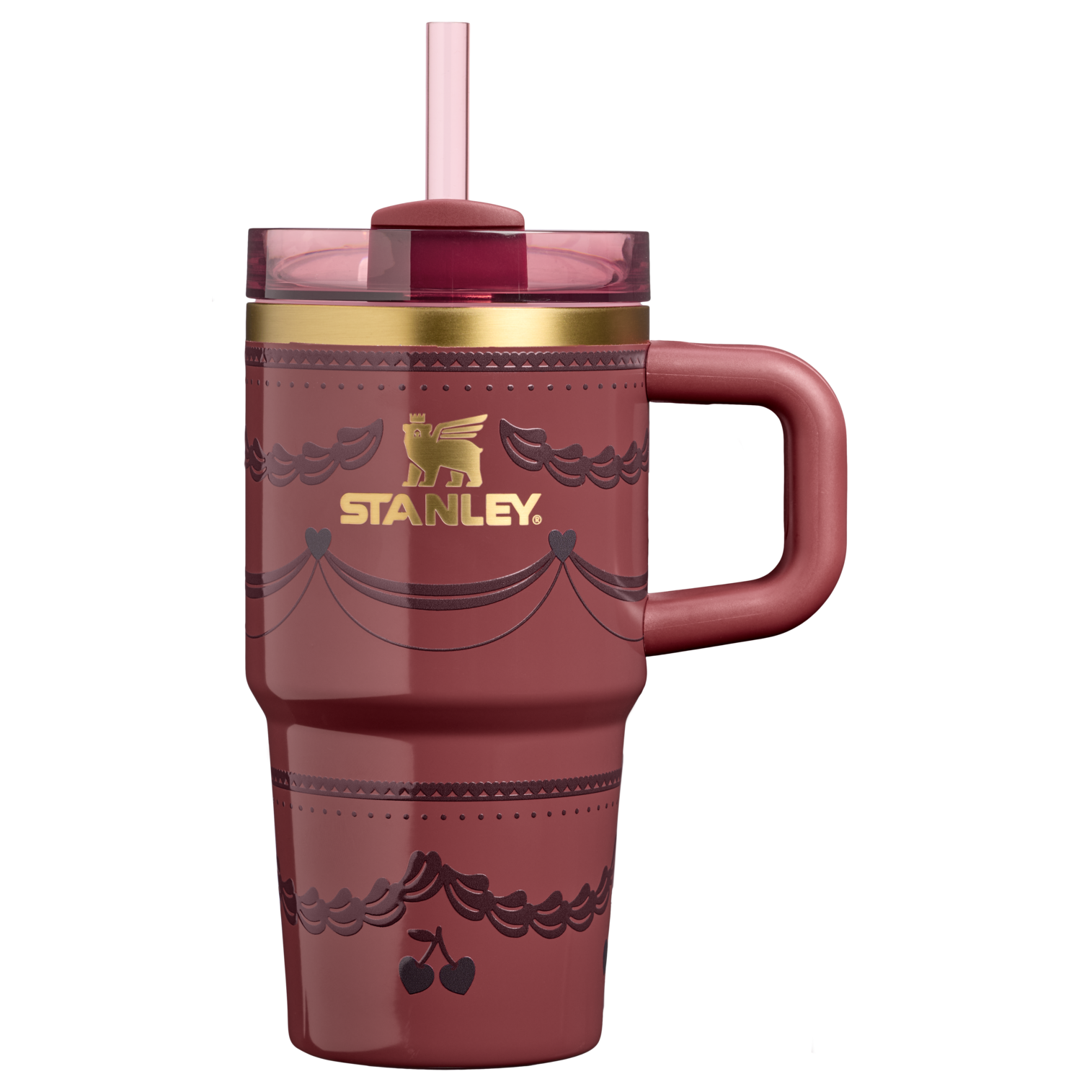 Splash-Resistant FlowState The Valentine’s Day Quencher H2.0  Flowstate Tumbler D234X - Double-Wall Vacuum Insulated Travel Tumbler with Straw - Red Velvet Cake