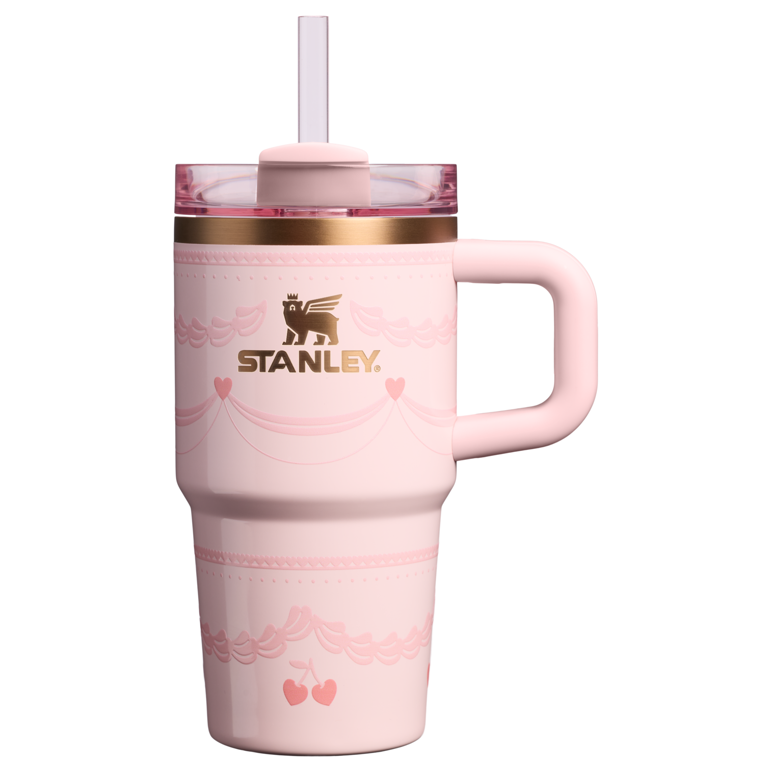 Splash-Resistant FlowState The Valentine’s Day Quencher H2.0  Flowstate Tumbler D234X - Double-Wall Vacuum Insulated Travel Tumbler with Straw - Pink Velvet Cake