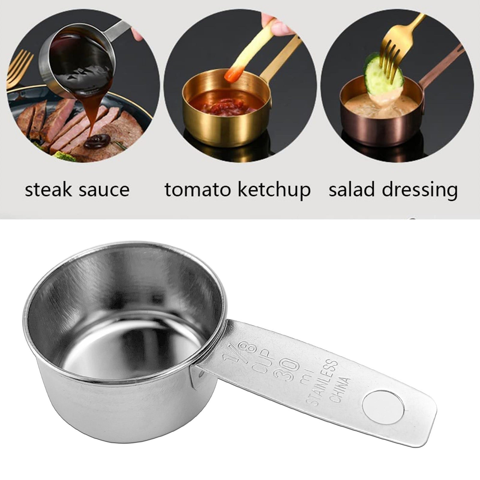 Uanit 1/8 Cup Measuring Cup, Stainless Steel Coffee Measuring Scoop, Single Metal Measuring Cup Steak Cup Ingredient ... - Image 4